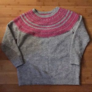 Loft fair Isle sweater, pink and grey.  EUC